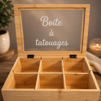 Boite a tatouages bois verre personnalise personnalisable steph crea mariage ceremonie bapteme anniversaire evjf evjg enfants enfant
