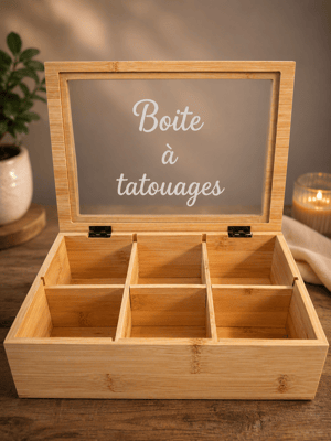 Boite a tatouages bois verre personnalise personnalisable steph crea mariage ceremonie bapteme anniversaire evjf evjg enfants enfant