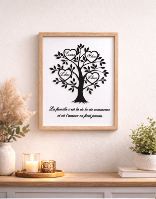 Cadre arbre genealogique famille c ur parents papi mamie personnalise steph crea cadeau invites bapteme montauban de bretagne broceliande rennes invites cremaillere cadeaux cadeau 