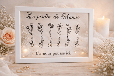 Cadre mamie fleur personnalise steph crea cadeau invites bapteme montauban de bretagne broceliande rennes invites cremaillere cadeaux cadeau rencontre prenom prenoms personnaliser 