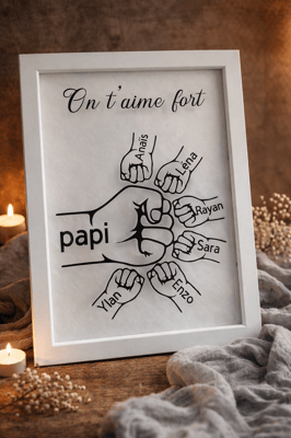 Cadre papi on t aime fort personnalise steph crea cadeau invites bapteme montauban de bretagne broceliande rennes invites cremaillere cadeaux cadeau rencontre prenom prenoms person