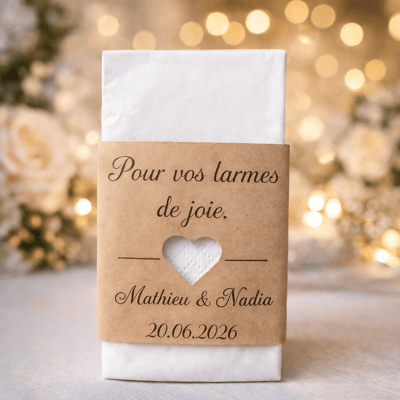 Mouchoirs kraft larmes de joie personnalise steph crea cadeau invites bapteme montauban de bretagne broceliande rennes invites cremaillere cadeaux cadeau rencontre prenom prenoms p