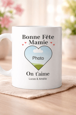 Tasse bonne fete mamie photo on t aime enfants personnalise steph crea cadeau invites bapteme montauban de bretagne broceliande rennes invites cremaillere cadeaux cadeau rencontre 