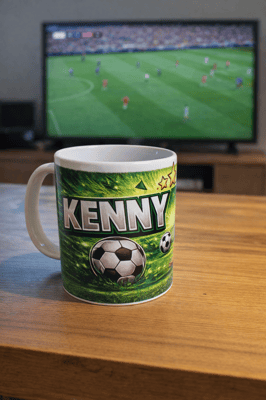 Tasse foot vert couleur football ballon hobbies mug kenny personnalisee personnalise steph crea cadeau invites montauban de bretagne broceliande rennes cadeaux cadeau anniversaire 