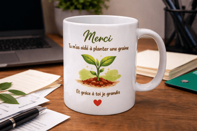 Tasse graine merci remerciement goodies publicite logo personnalisee personnalise steph crea cadeau invites montauban de bretagne broceliande rennes cadeaux cadeau entreprise pme