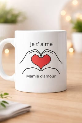 Tasse je t aime mamie coeur main mains enfants personnalise steph crea cadeau invites bapteme montauban de bretagne broceliande rennes invites cremaillere cadeaux cadeau rencontre 
