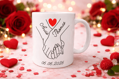Tasse mains enlacees personnalise steph crea cadeau invites bapteme montauban de bretagne broceliande rennes invites cremaillere cadeaux cadeau rencontre prenom prenoms personnalis