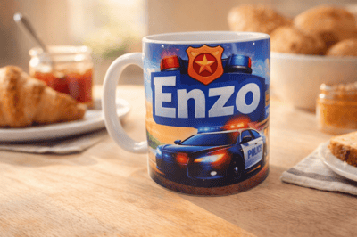 Tasse police bleu hobbies enzo personnalisee personnalise steph crea cadeau invites montauban de bretagne broceliande rennes cadeaux cadeau anniversaire copain copains copine ecole